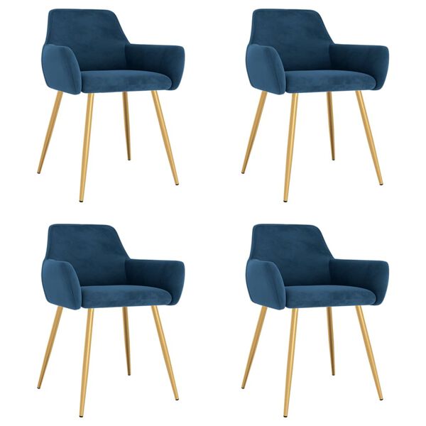 vidaXL Sillas de comedor 4 unidades terciopelo azul