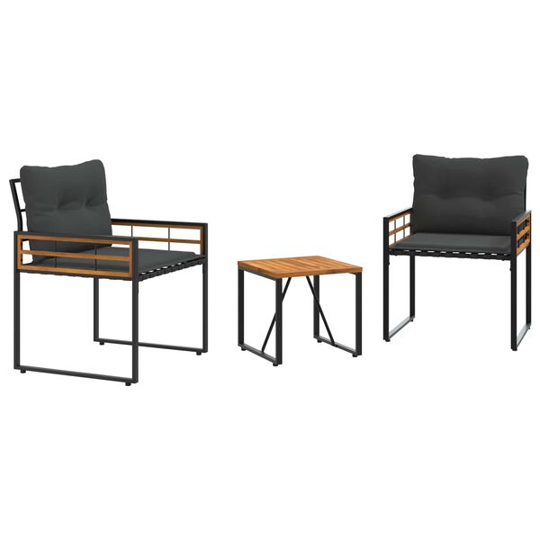 vidaXL Juego de muebles de exterior con cojín 3 pcs Gris Oscuro