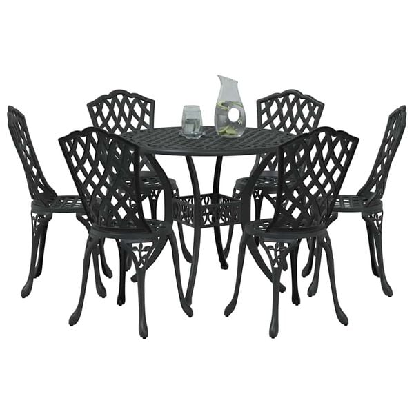 vidaXL Conjunto de Comedor de Jard&iacute;n 7 pcs Negro Aluminio