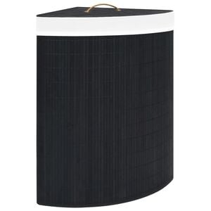 vidaXL Cesto para la ropa sucia de esquina bamb&uacute; negro 60 L