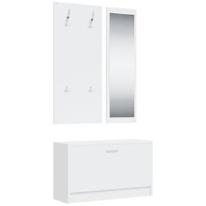 vidaXL Conjunto de zapatero 3 en 1 madera contrachapada blanco