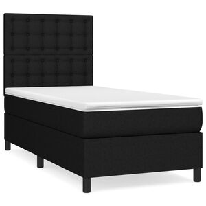 vidaXL Cama box spring con colch&oacute;n tela negro 100x200 cm