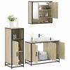 vidaXL Set de muebles de ba&ntilde;o 3 pzas madera contrachapada roble Sonoma