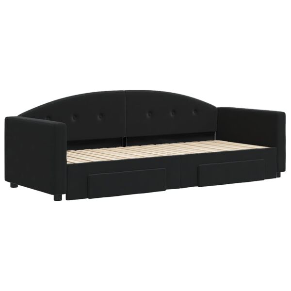 vidaXL Sof&aacute; cama nido con cajones terciopelo negro 80x200 cm