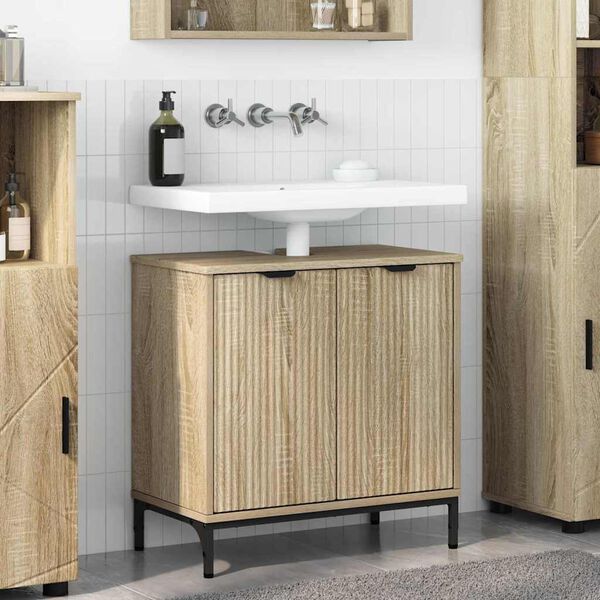 vidaXL Gabinete de Lavabo para Ba&ntilde;o Roble Sonoma 60,5 x 33,5 x 61 cm