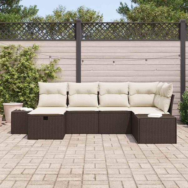 vidaXL Conjunto de sofá de jardín 6 pcs Marrón ratán sintético