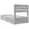 vidaXL Estructura de cama con cajón Gris Sonoma y Plata 75 x 190 cm
