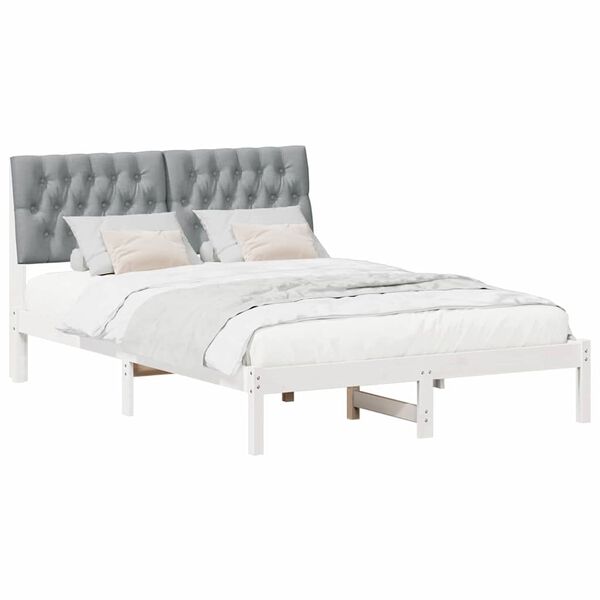 vidaXL Estructura de cama con cabecera Gris Claro 140 x 190 cm