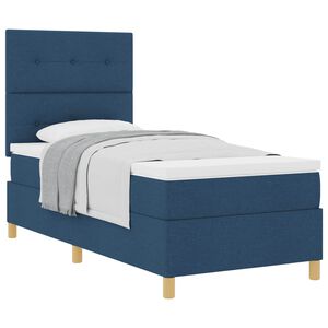 vidaXL Cama tipo Box Spring con colch&oacute;n Azul 80 x 200 cm tela