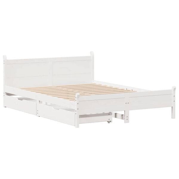 vidaXL Estructura de cama sin colch&oacute;n madera de pino blanca 140x190 cm