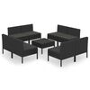 vidaXL Set de muebles de jard&iacute;n 9 pzas cojines rat&aacute;n sint&eacute;tico negro