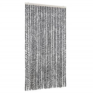 vidaXL Cortina antimoscas chenilla gris negro y blanco 100x200 cm