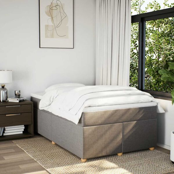 vidaXL Cama box spring con colch&oacute;n tela gris taupe 120x200 cm