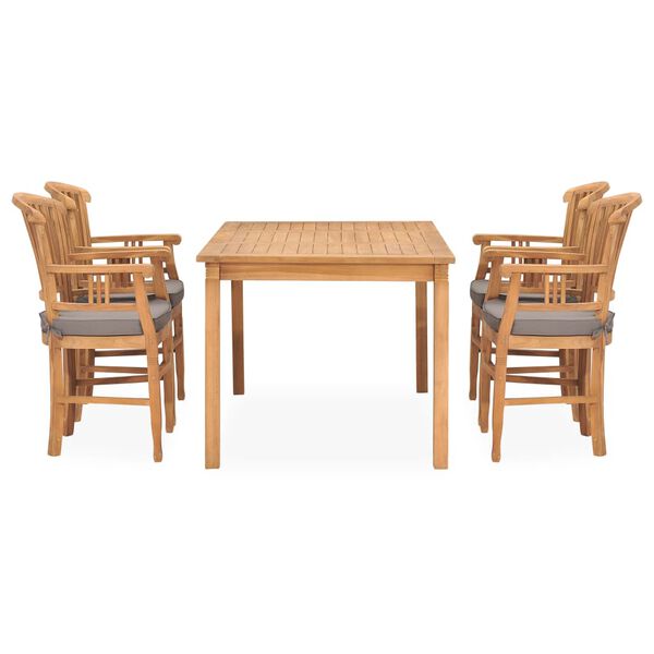 vidaXL Set de comedor de jard&iacute;n 5 pzas y cojines madera maciza de teca