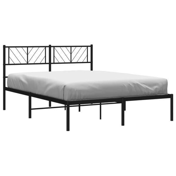 vidaXL Estructura cama sin colch&oacute;n con cabecero metal negro 140x200 cm