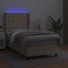 vidaXL Cama box spring colch&oacute;n LED cuero sint&eacute;tico capuchino 80x200 cm