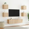 vidaXL Muebles TV pared con LED 6 pzas madera ingeniería roble Sonoma
