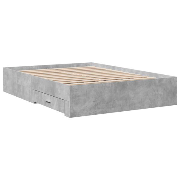vidaXL Cama con cajones madera de ingeniería gris hormigón 120x190 cm