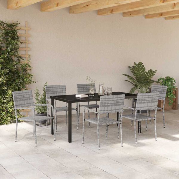 vidaXL Conjunto de Comedor de Jard&iacute;n 7 pcs Gris rat&aacute;n sint&eacute;tico