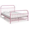 vidaXL Estructura de cama sin colch&oacute;n metal rosa 140x200 cm