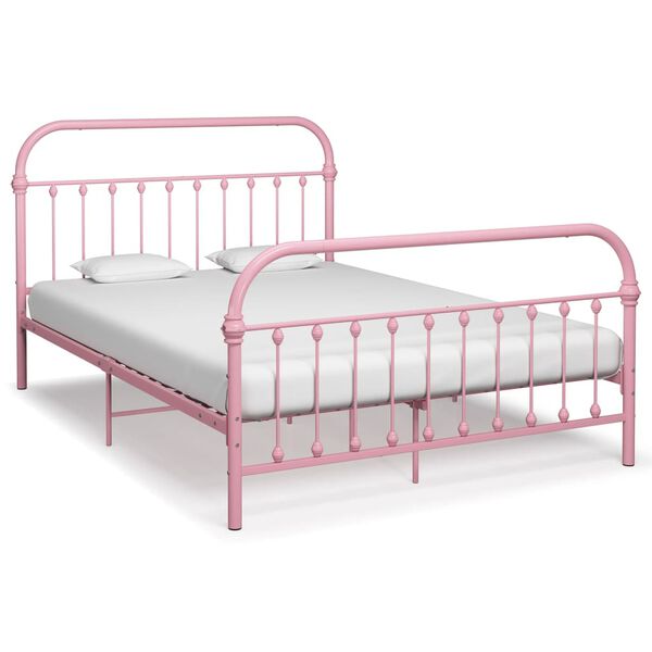 vidaXL Estructura de cama sin colch&oacute;n metal rosa 140x200 cm