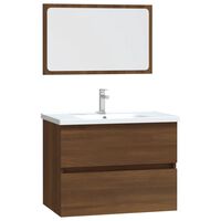vidaXL Set de muebles baño 2 pzas madera contrachapada marrón roble