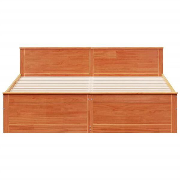 vidaXL Cama sin colch&oacute;n con cabecero madera de pino marr&oacute;n 200x200 cm