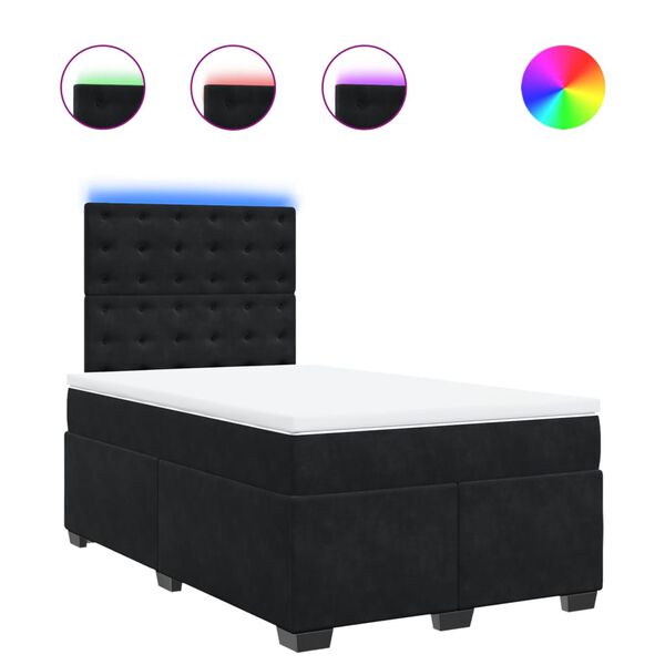 vidaXL Cama box spring con colch&oacute;n terciopelo negro 120x190 cm