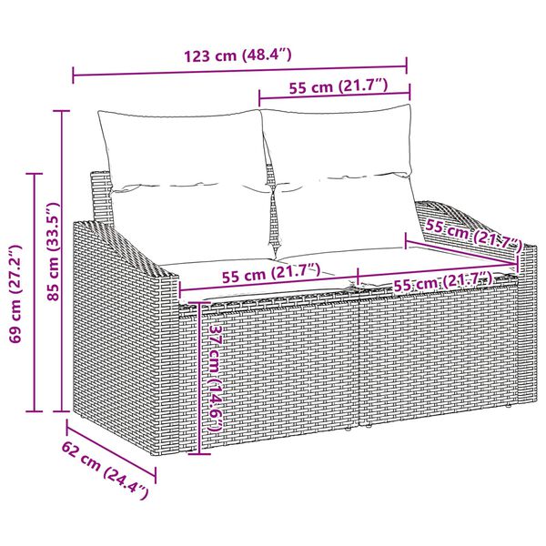 vidaXL Conjunto de sof&aacute; de jard&iacute;n 11 pcs Beige y Crema rat&aacute;n sint&eacute;tico