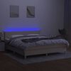vidaXL Cama box spring con colch&oacute;n y LED tela crema 180x200 cm