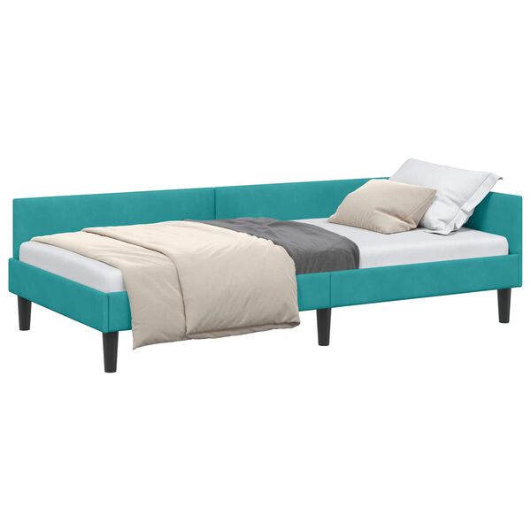vidaXL Estructura de cama en esquina Tuquesa 90 cm x 200 cm Terciopelo