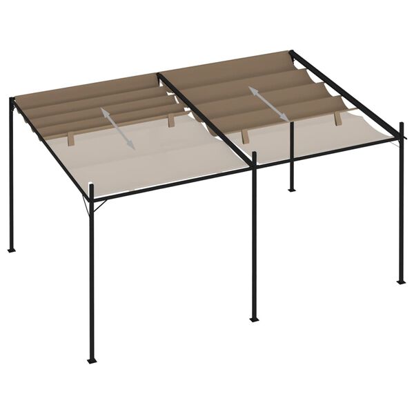 vidaXL Cenador con techo retráctil gris taupe 400x300x233 cm