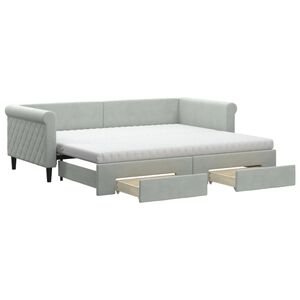 vidaXL Sof&aacute; cama nido con cajones terciopelo gris claro 90x200 cm