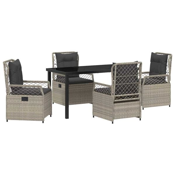 vidaXL Conjunto de Comedor de Jard&iacute;n 5 pcs Gris Claro rat&aacute;n sint&eacute;tico