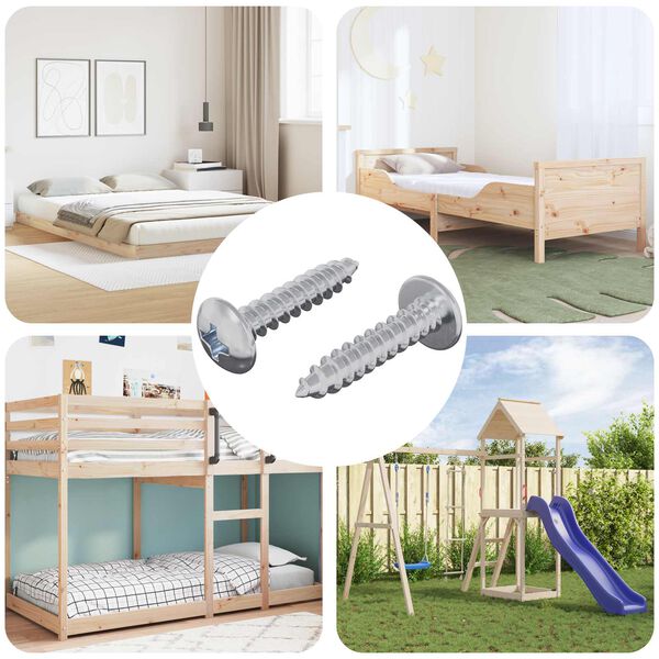 vidaXL Tornillos de Madera 2 pcs Plateado M4 x 20 mm Acero