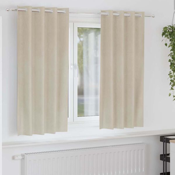 vidaXL Cortinas opacas 2 pcs Crema 140 x 175 cm Terciopelo