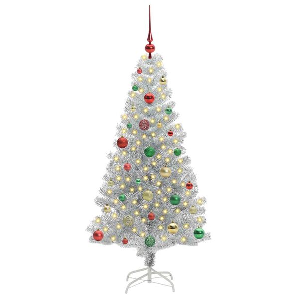 vidaXL &Aacute;rbol de Navidad con 150 LED con soporte Plateado 150 cm PET