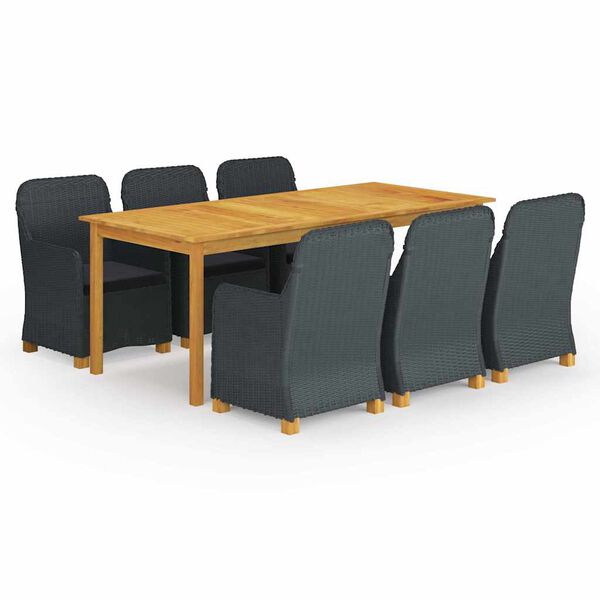 vidaXL Juego de comedor para jard&iacute;n de 7 piezas gris oscuro