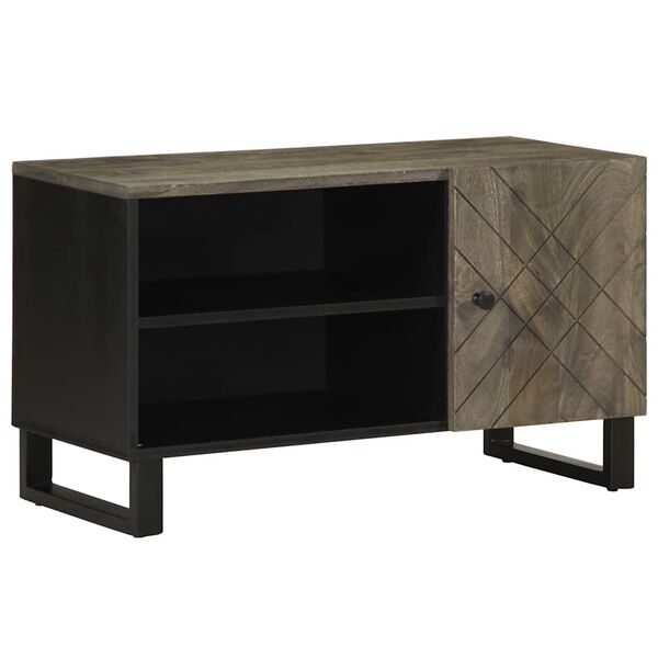 vidaXL Mueble de TV madera maciza de mango negro 80x33x46 cm