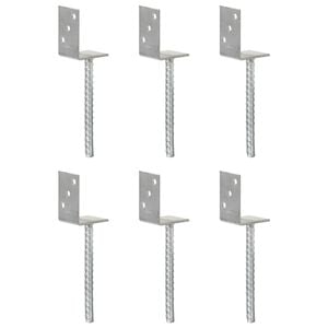 vidaXL Anclajes de valla 6 uds acero galvanizado plateado 8x6x30 cm