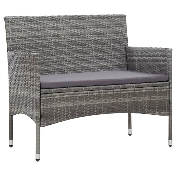 vidaXL Set de muebles de jardín 4 pzas y cojines ratán sintético gris