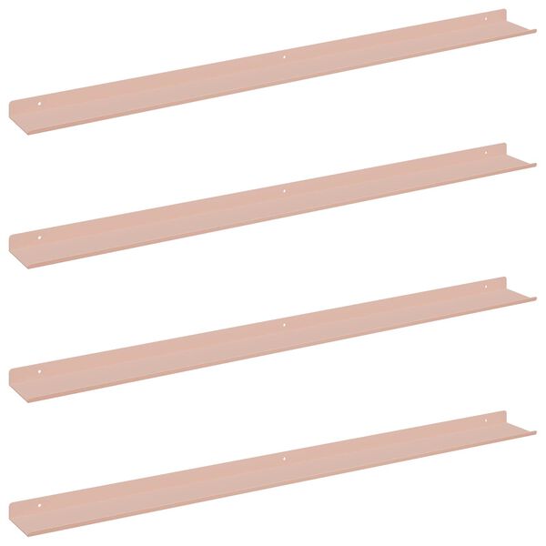 vidaXL Estante flotante 4 pcs Rosa 100 x 9 x 2,5 cm Acero