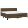 vidaXL Cama box spring colch&oacute;n luces LED tela marr&oacute;n oscuro 180x200cm