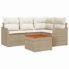 vidaXL Conjunto de sof&aacute;s de jard&iacute;n 5 uds. Beige rat&aacute;n sint&eacute;tico