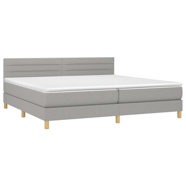 vidaXL Cama box spring con colch&oacute;n tela y LED gris claro 200x200 cm