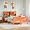 vidaXL Cama con estantería sin colchón madera maciza marrón 140x190 cm