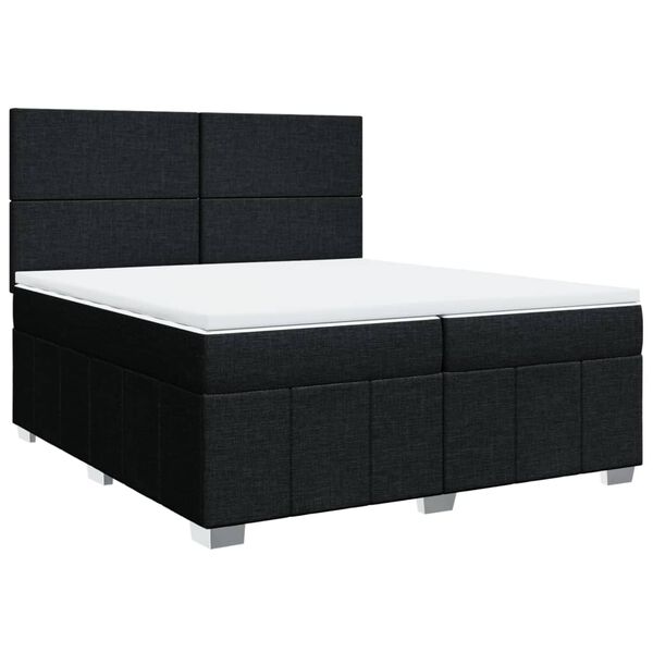 vidaXL Cama box spring con colchón tela negro 200x200 cm
