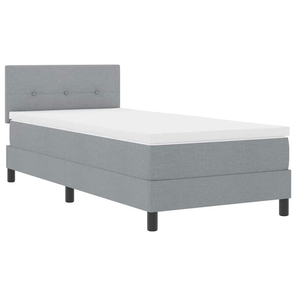 vidaXL Cama tipo Box Spring con colch&oacute;n Gris claro 90 x 190 cm tela