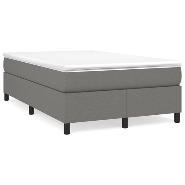 vidaXL Cama box spring con colch&oacute;n tela gris oscuro 120x190 cm