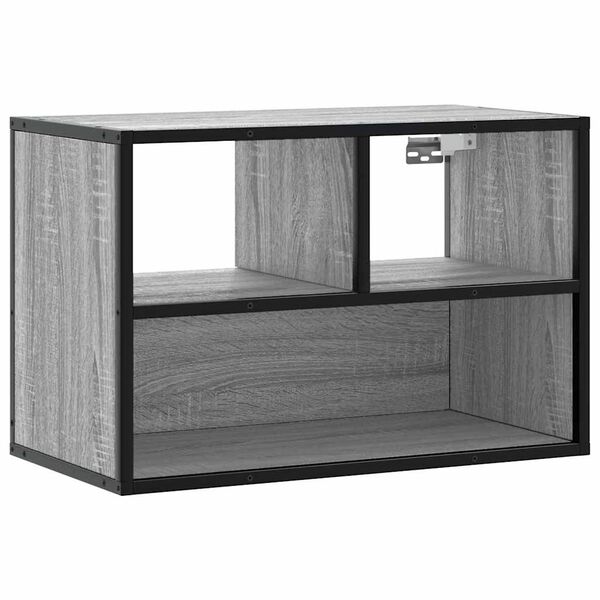 vidaXL Mueble de TV madera y metal roble ahumado 60x31x39,5 cm